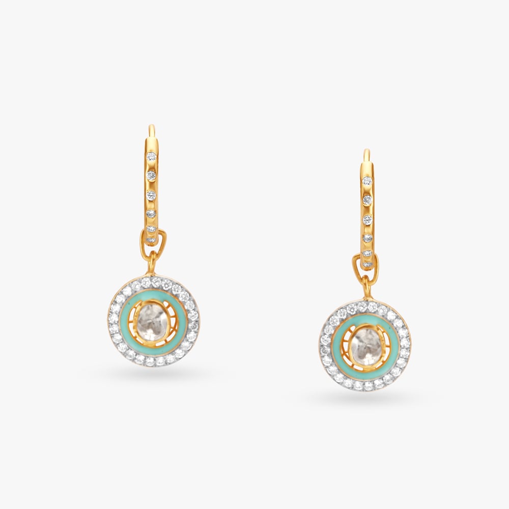 Elegant Polki Diamond Hoop Earrings,,hi-res image number null