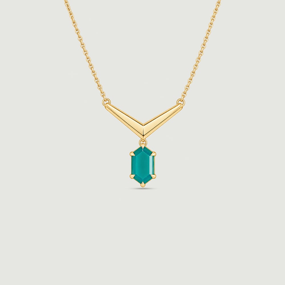 Welcoming Geometric Green Onyx Necklace,,hi-res image number null