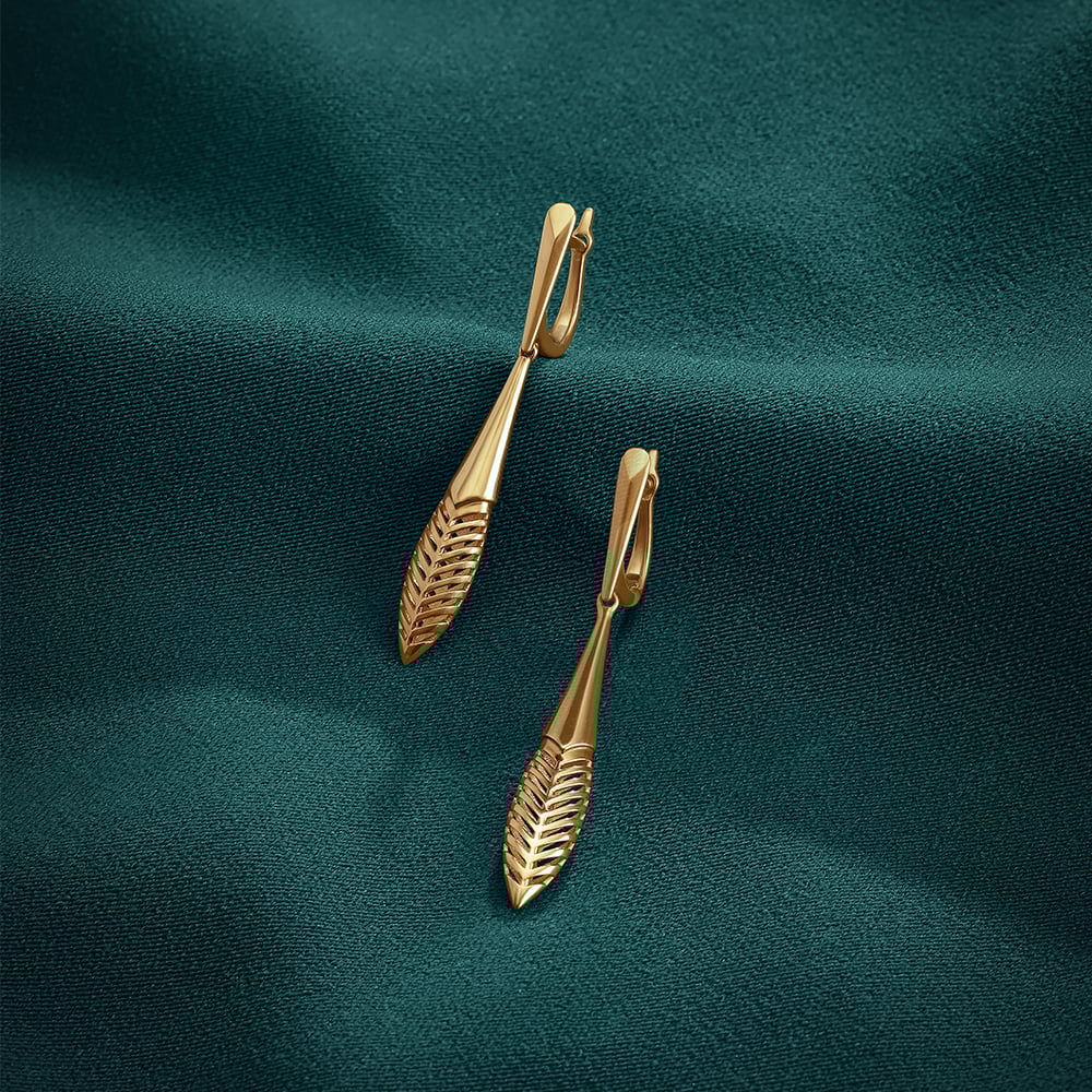 

Leafy Elegance Gold Hoop Earrings