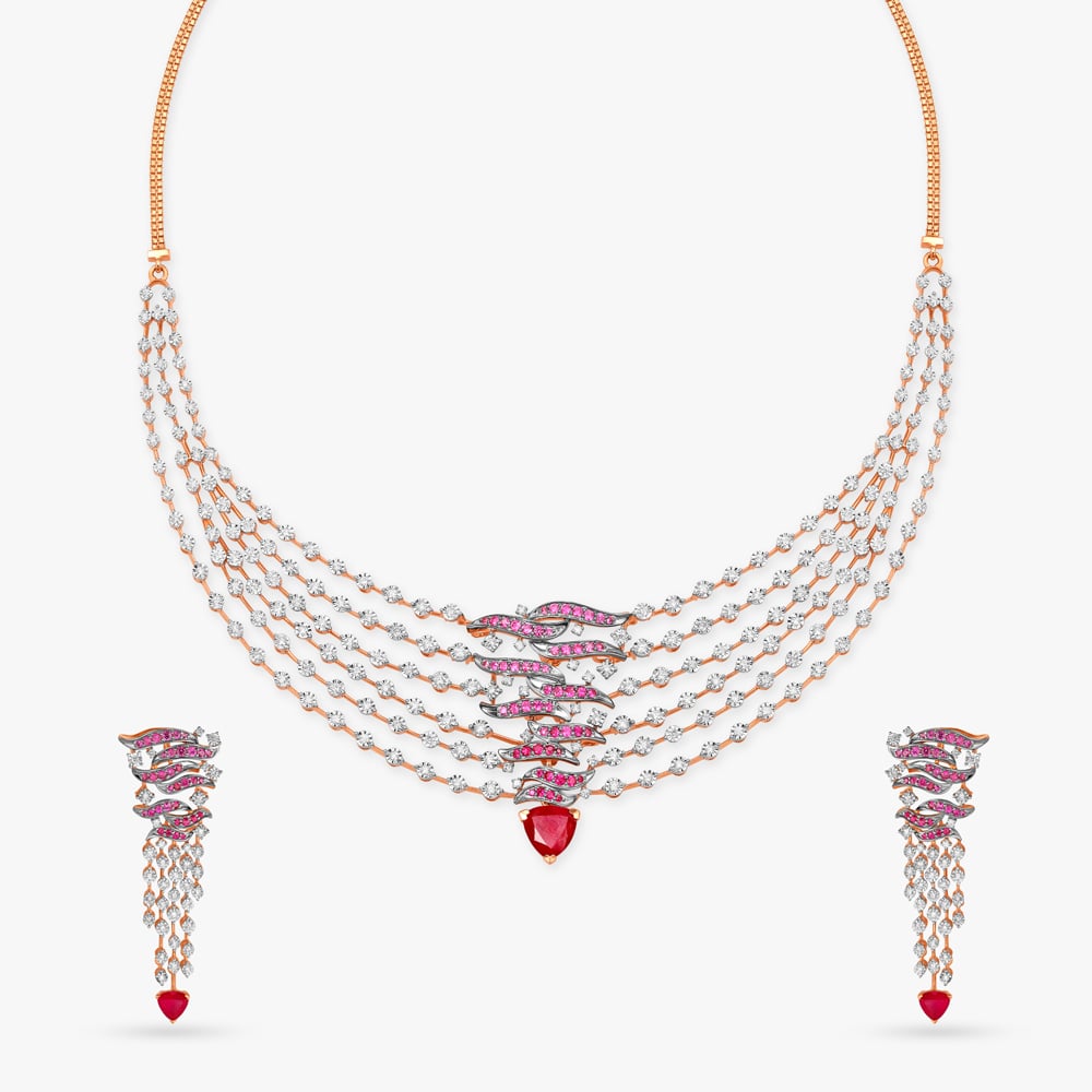 Dazzling Soirees Diamond and Ruby Necklace Set,,hi-res image number null