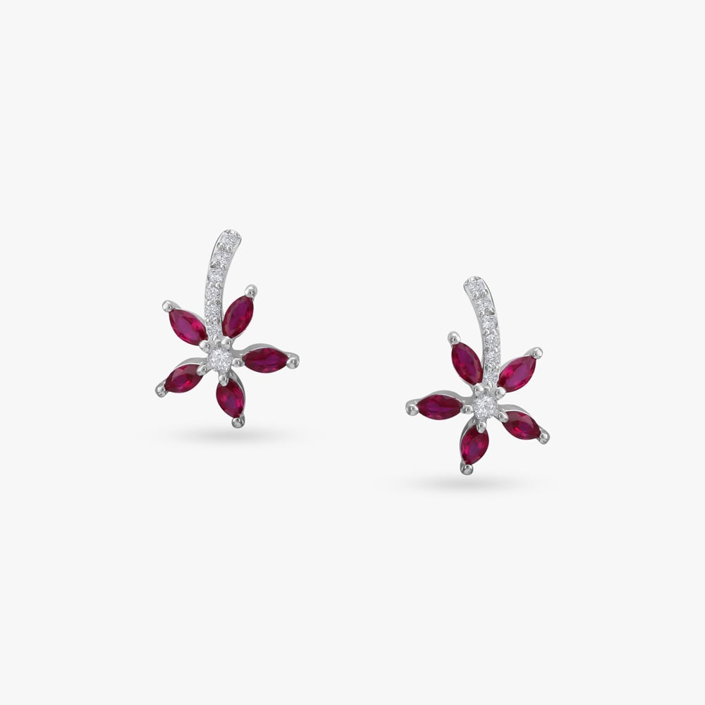 Cascading Crimson Silver Pendant and Earrings Set,,hi-res image number null