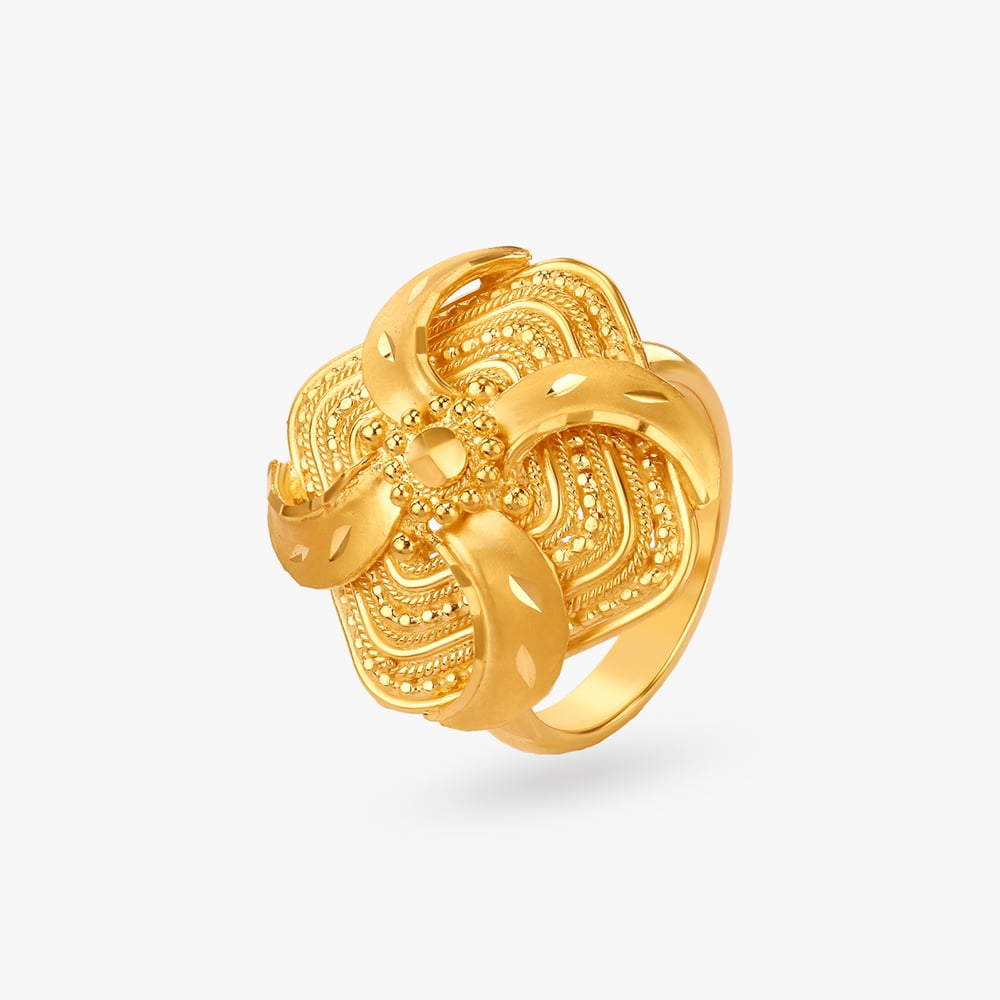 Floral Majesty Gold Finger Ring,,hi-res image number null