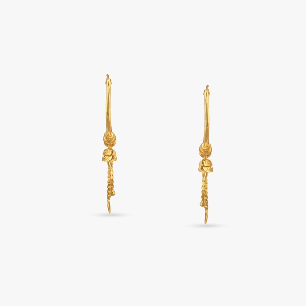 Knotted Drop Gold Hoop Earrings,,hi-res image number null