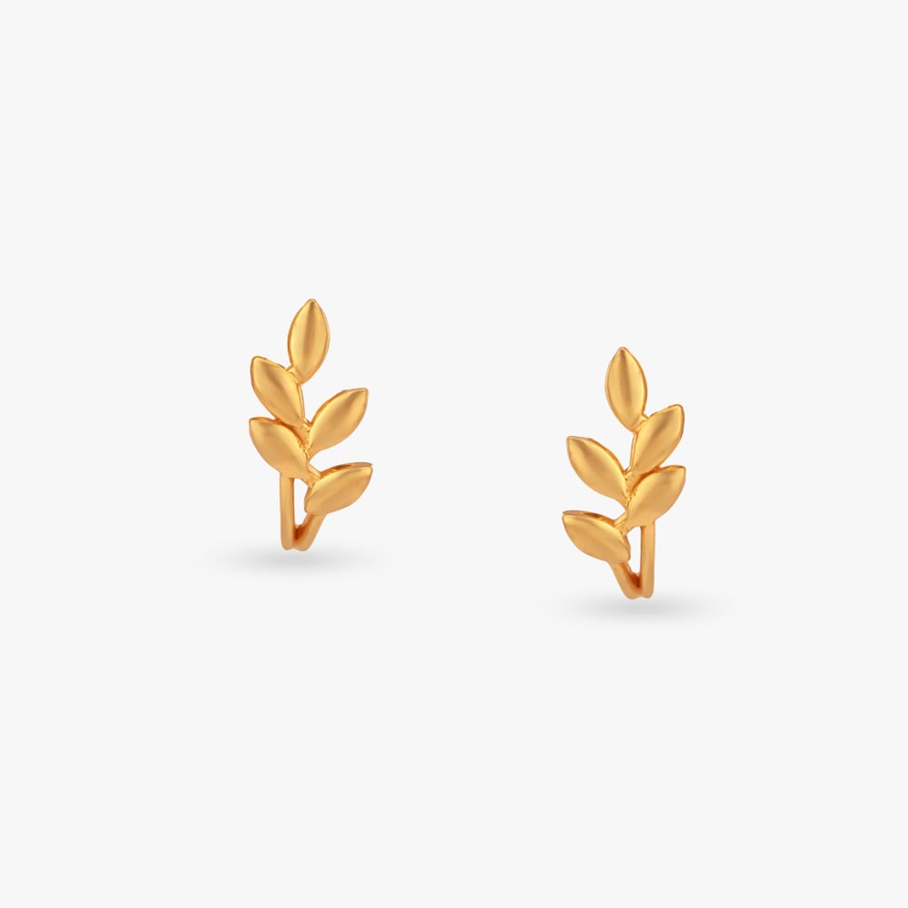 Leaf Trail Gold Stud Earrings,,hi-res image number null