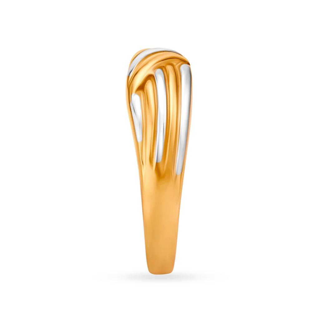 Two Toned Rhodium Finish Gold FInger Ring,,hi-res image number null