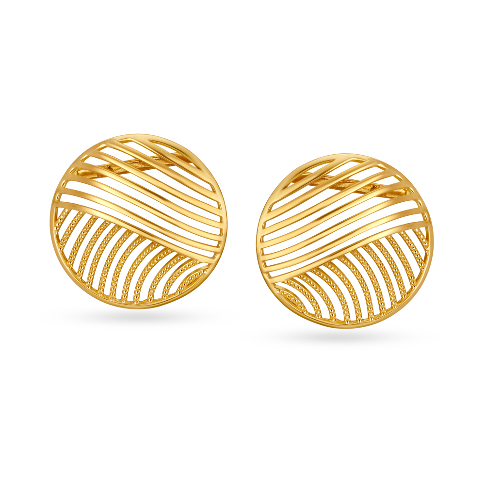 Stylish Jali Work Gold Stud Earrings,,hi-res image number null