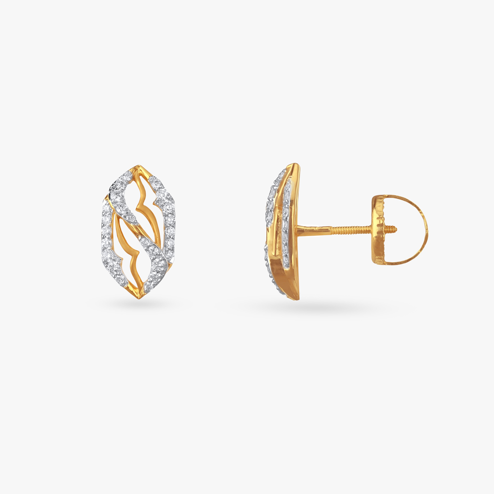 

Carved Hexa Diamond Stud Earrings