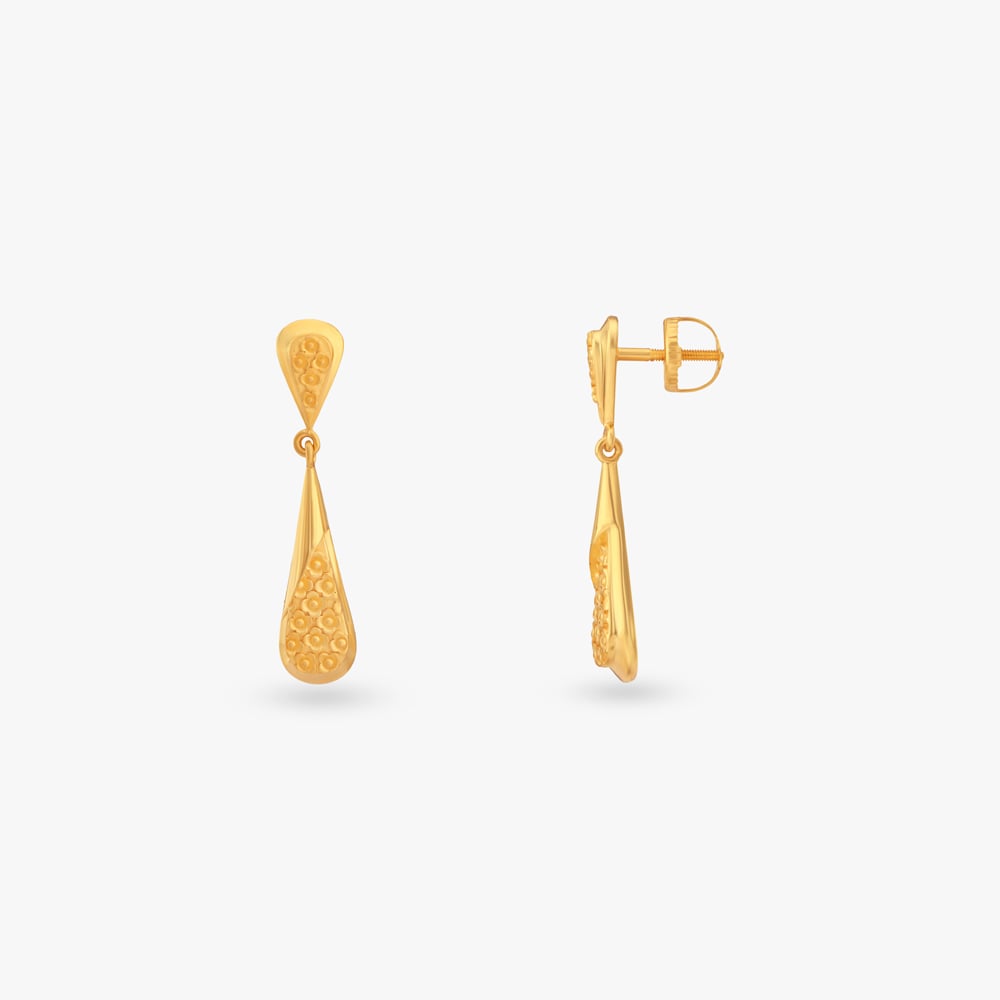 Embossed Glow Gold Drop Earrings,,hi-res image number null