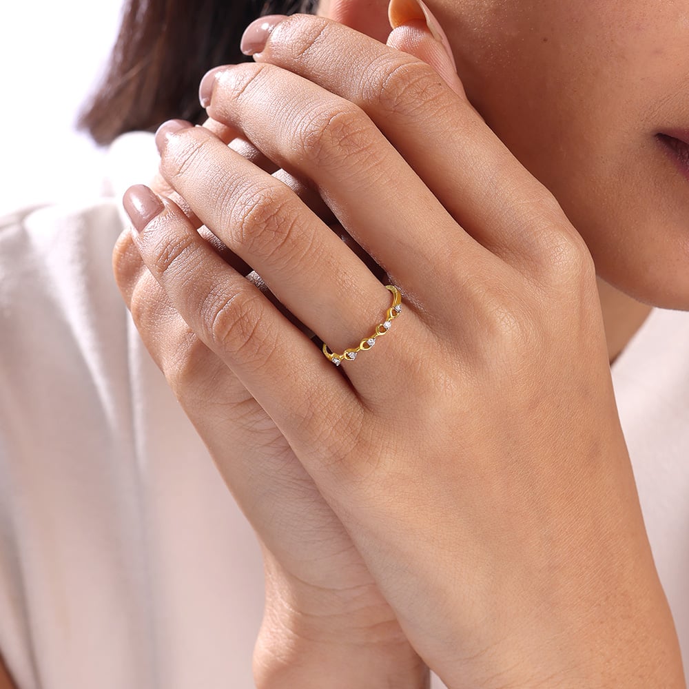 Delicate Loop Gold & Diamond Finger Ring,,hi-res image number null