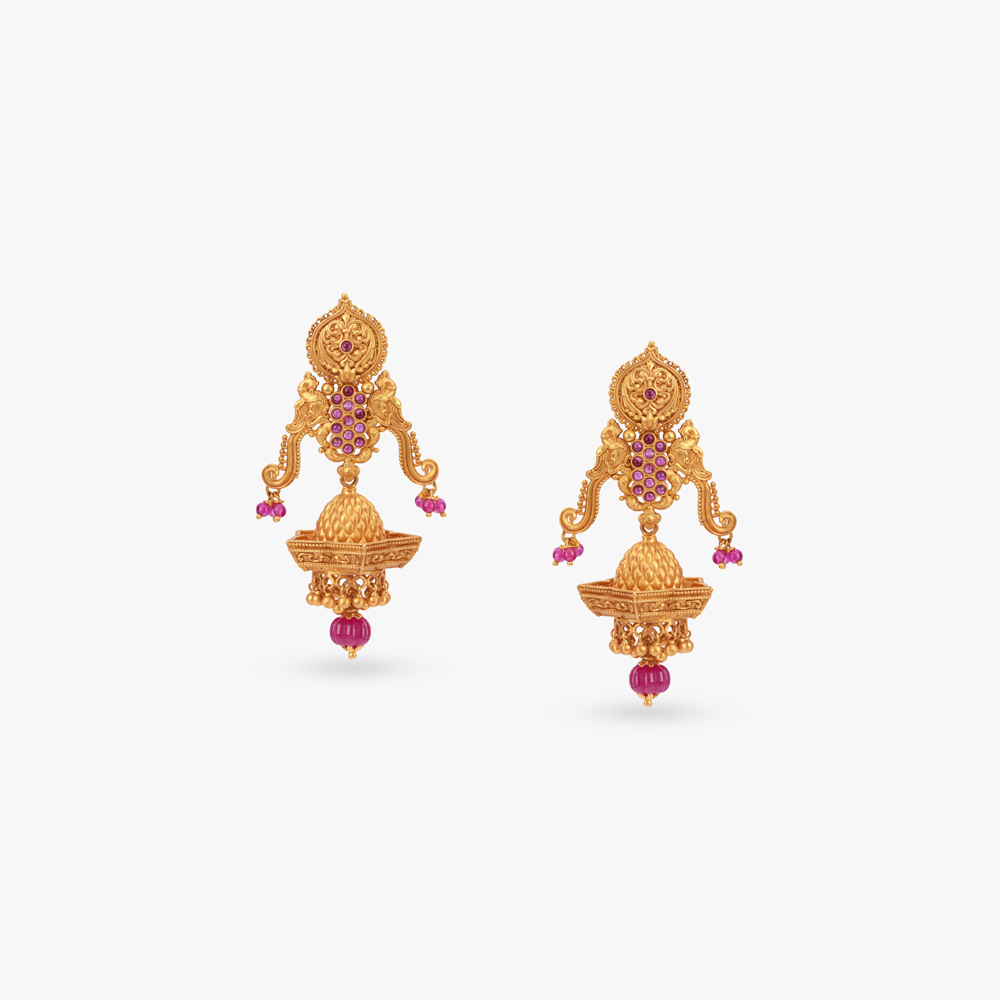 Aaradhya Flame Gold Drop Earrings,,hi-res image number null