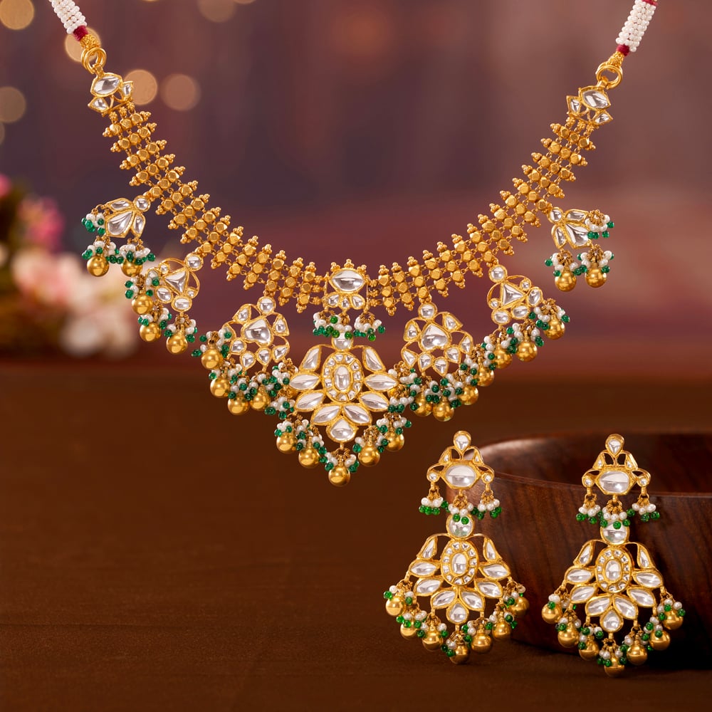 Raindrop Royalty Gold Necklace set,,hi-res image number null