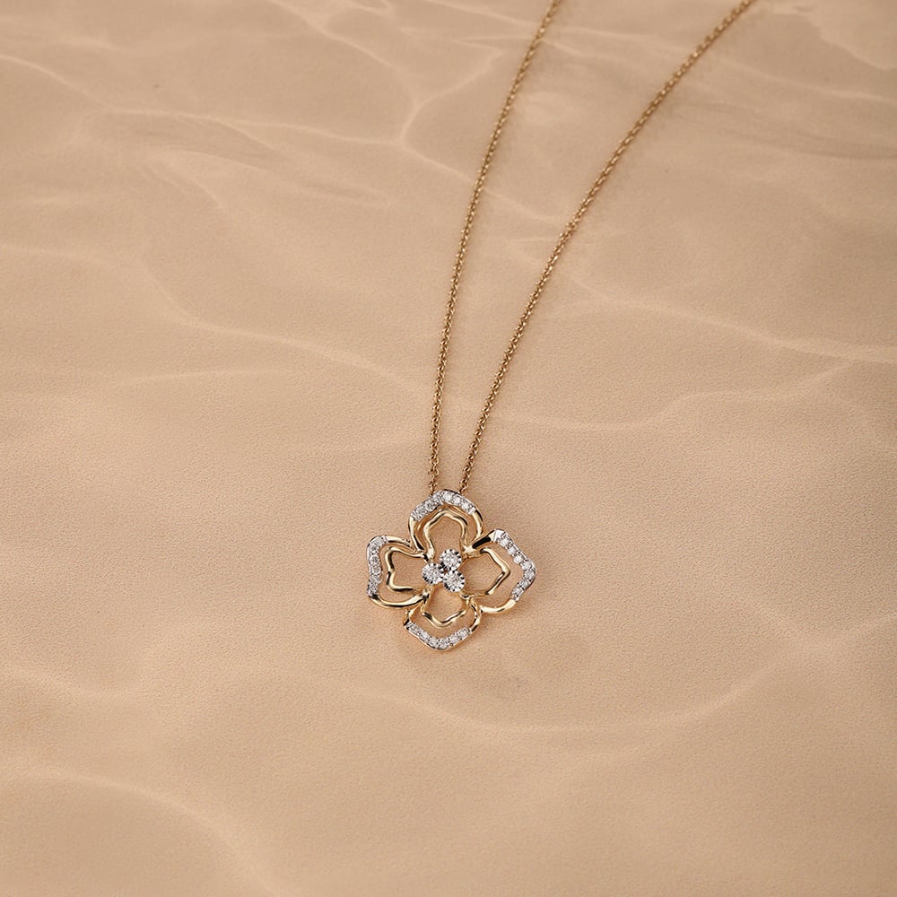 Blooming Radiance 14 Kt Gold & Diamond Pendant,,hi-res image number null