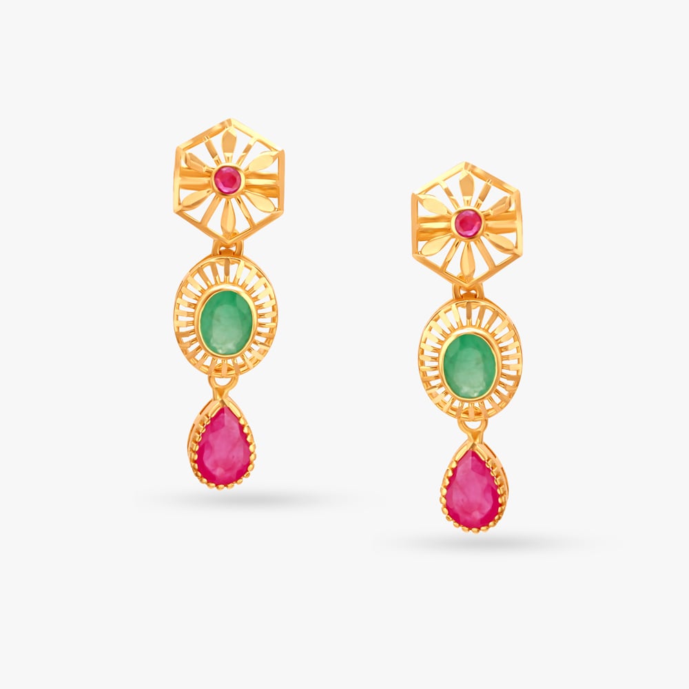 Enchanting Emerald and Rubies Drop Earrings,,hi-res image number null