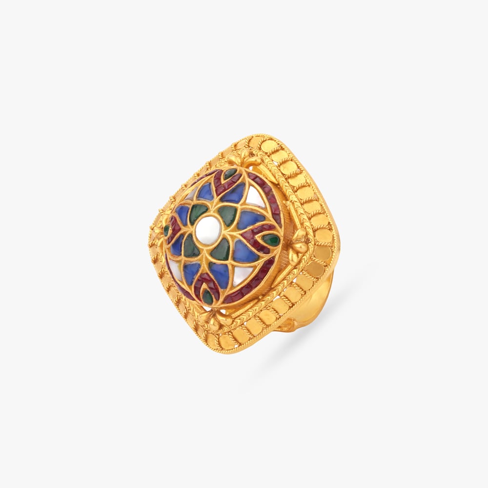 Meenakari Floral Cocktail Ring,,hi-res image number null