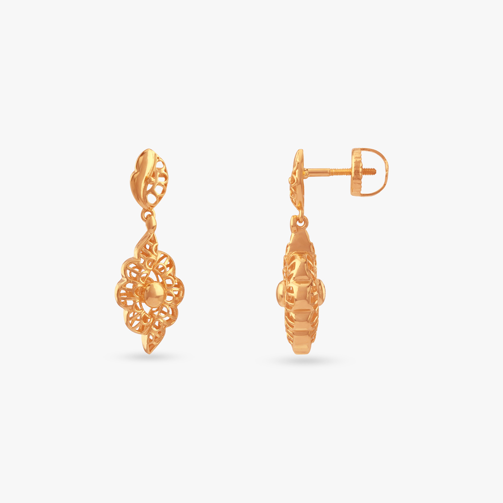 Floral Filigree Gold Drop Earrings,,hi-res image number null