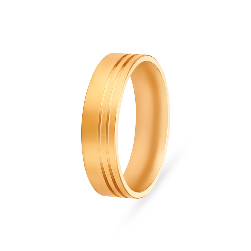Classy Yellow and White Gold Ridged Finger Ring,,hi-res image number null