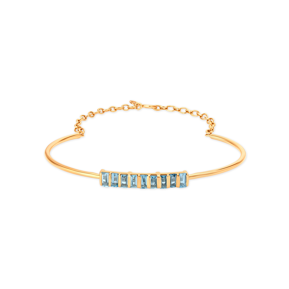14KT Yellow Gold Blue Topaz Serenity Bangle,,hi-res image number null