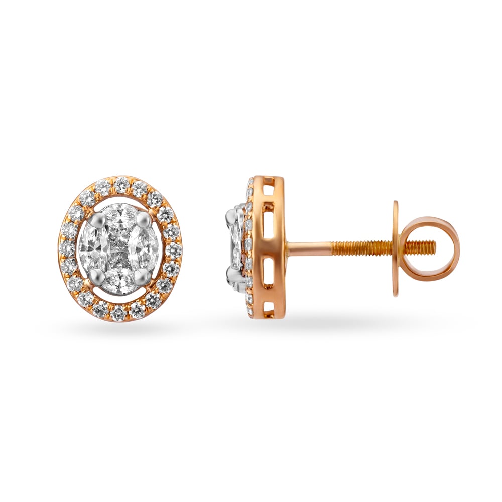 Lovely Solitaire Diamond Stud Earrings in Rose Gold,,hi-res image number null