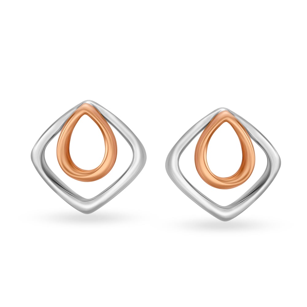 Classic Dual Quad Shape Platinum Earrings,,hi-res image number null