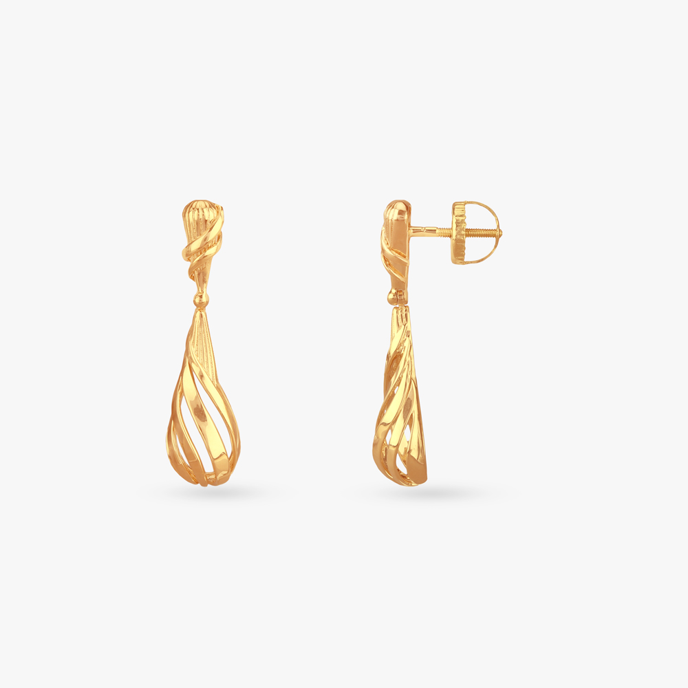 

Teardrop Swirl Gold Drop Earrings