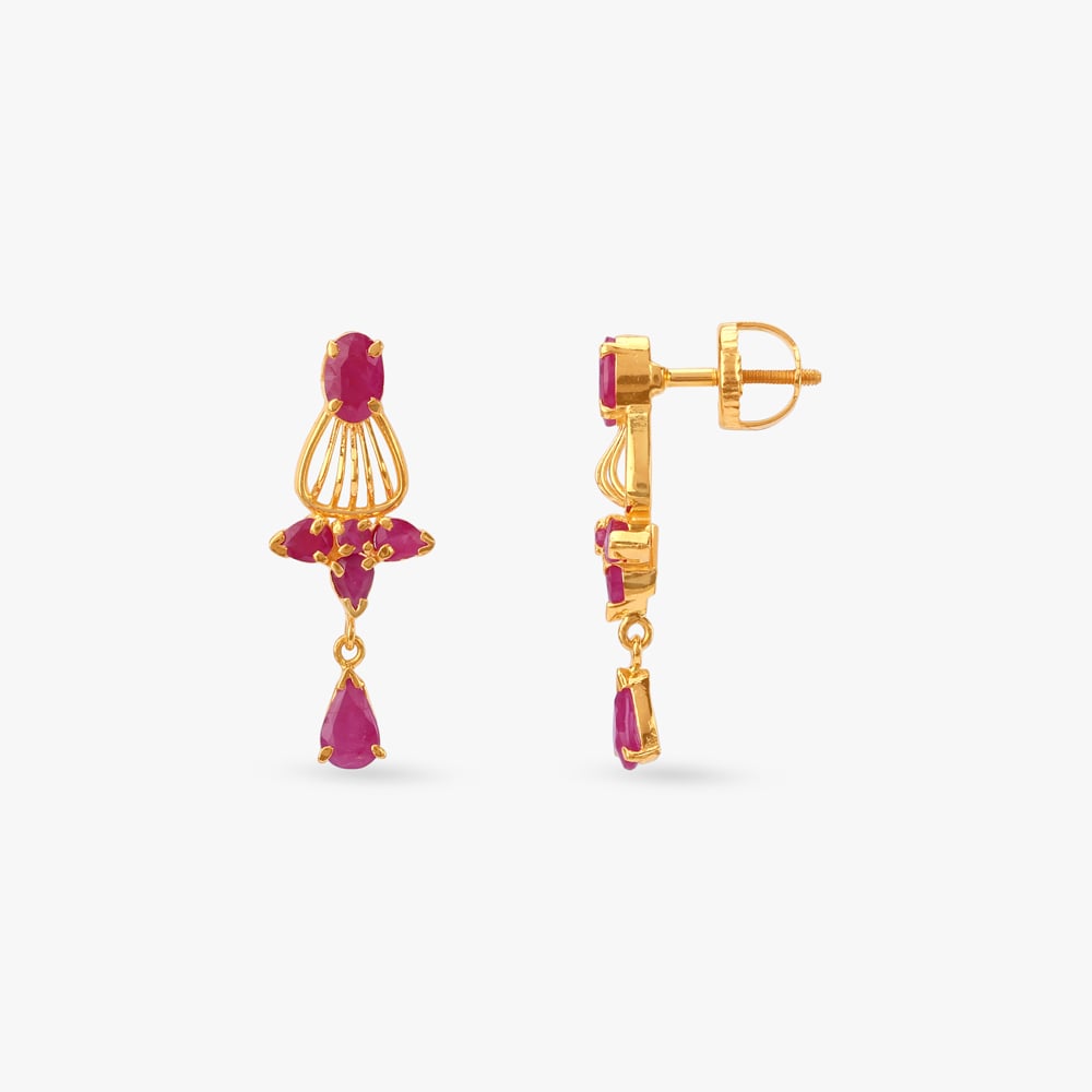Chic Bloom Ruby Drop Earrings,,hi-res image number null