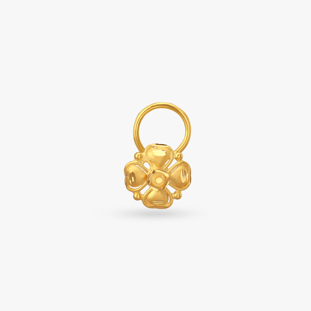 Heart Blossom Gold Nose Pin,,hi-res image number null