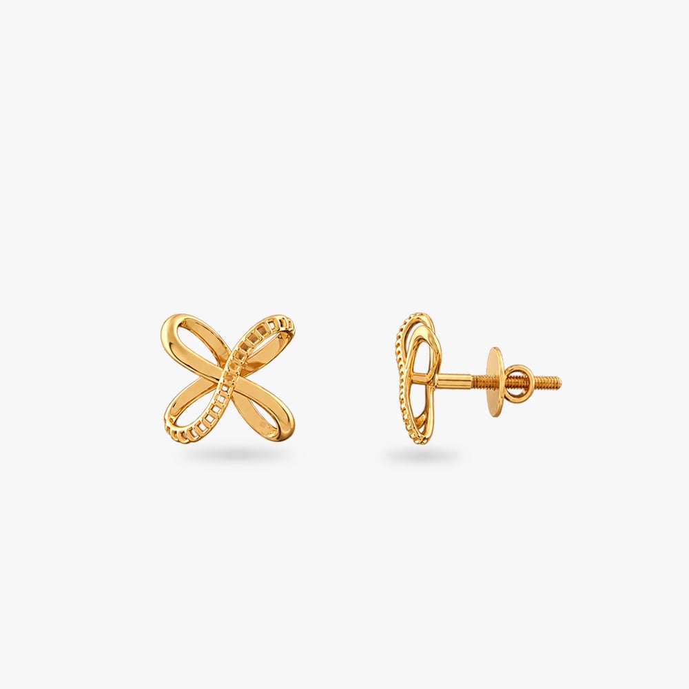 Looping Petals Gold Stud Earrings,,hi-res image number null