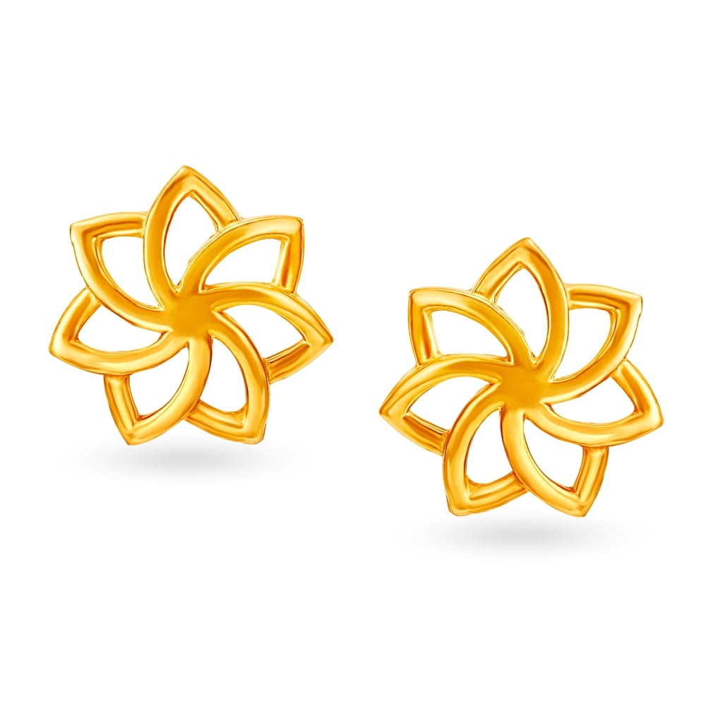 

Radiant Sun Floral Gold Stud Earrings