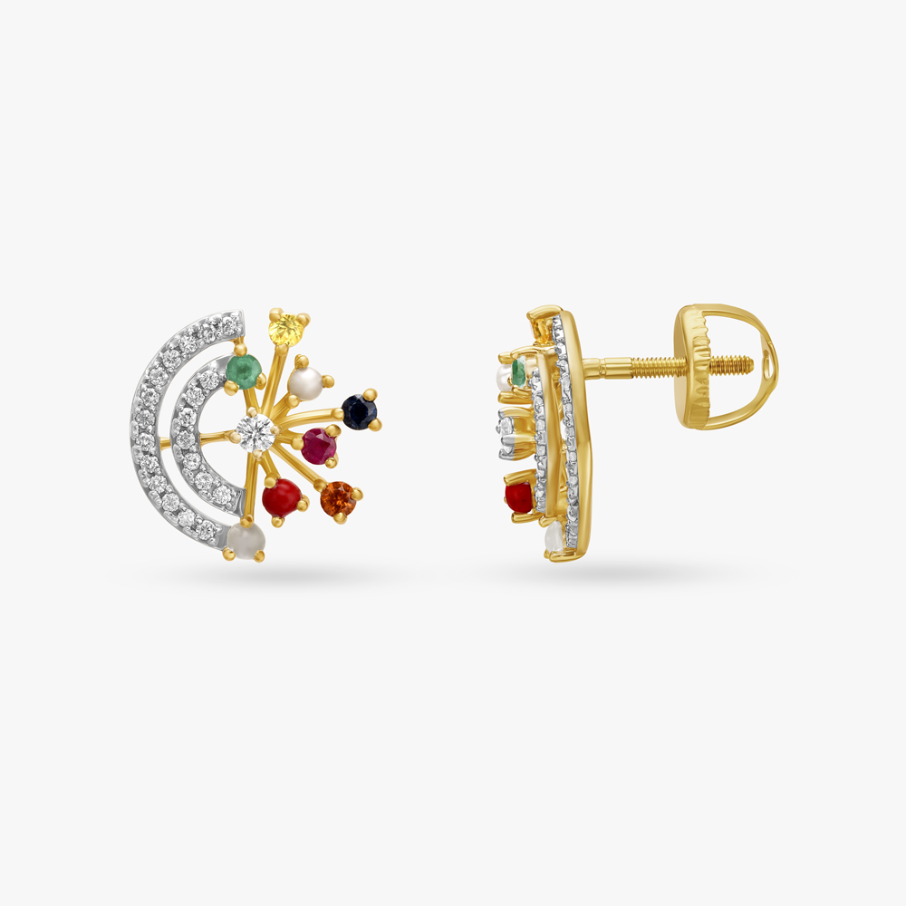 Classy Navaratna Stud Earrings,,hi-res image number null