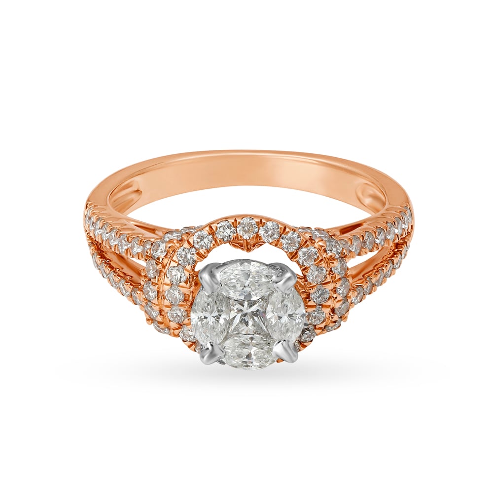 Regal 18 Karat White And Rose Gold And Diamond Finger Ring,,hi-res image number null