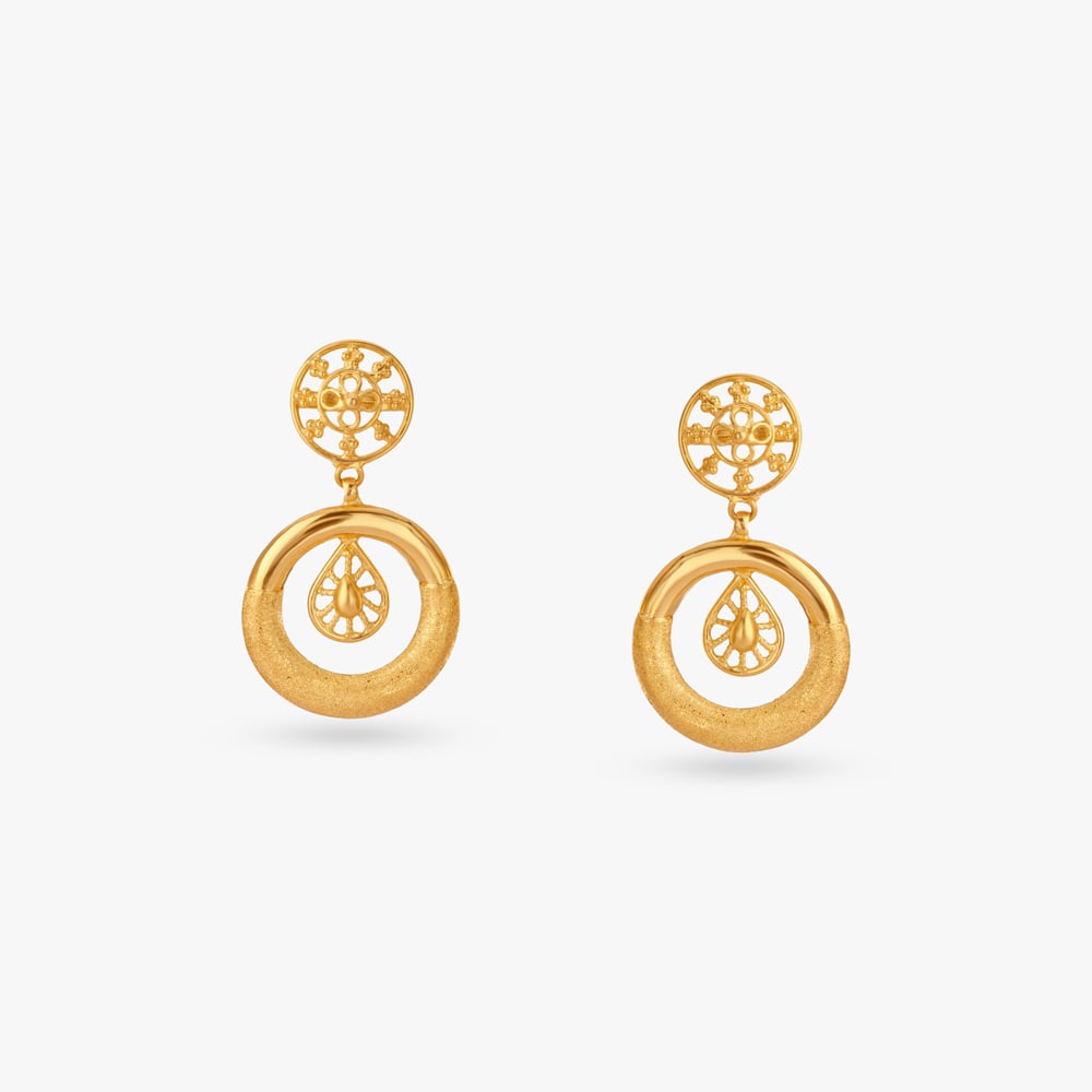 

Radiant Circle Gold Drop Earrings