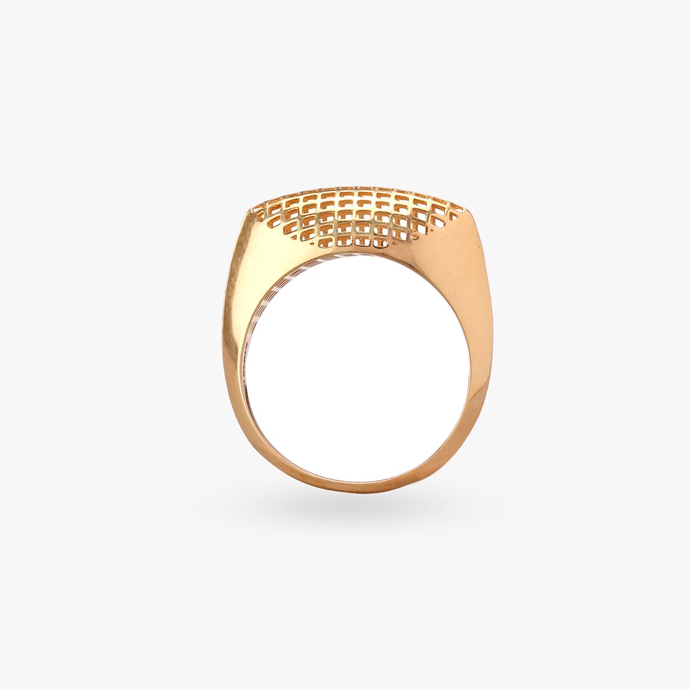 Sleek Grid Gold Finger Ring,,hi-res image number null