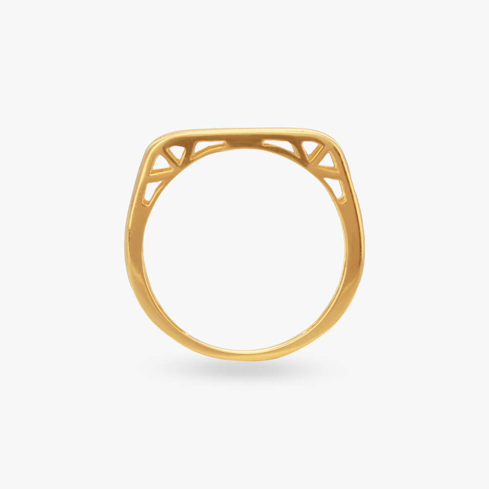Sleek Rectangular Gold Ring,,hi-res image number null
