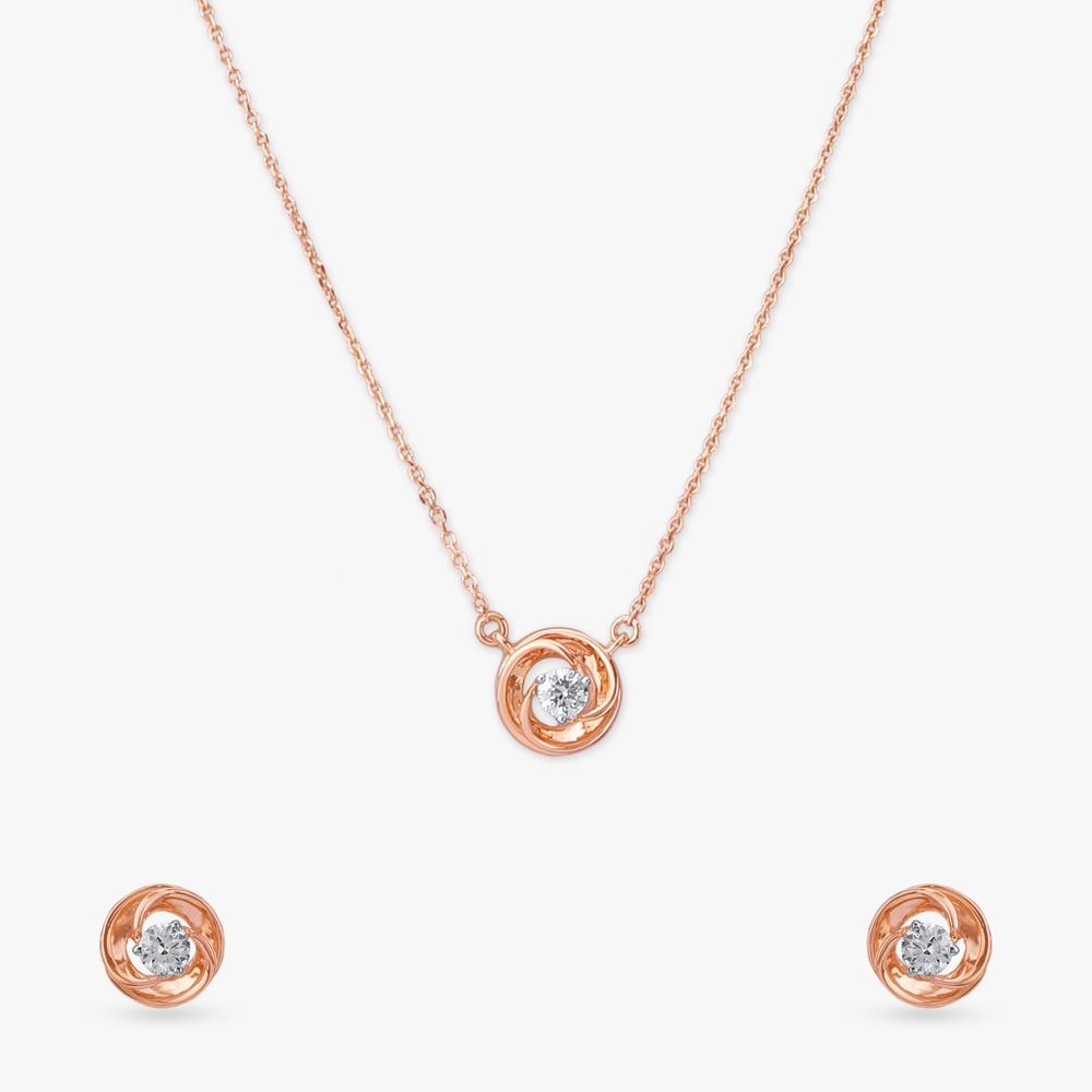 

Celeste Swirl Diamond Pendant with Chain and Earrings Set