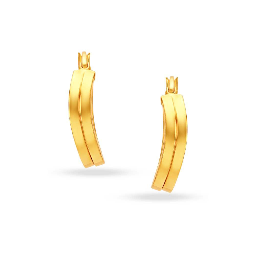 22KT Yellow Gold Subtle Glamorous Hoop Earrings,,hi-res image number null