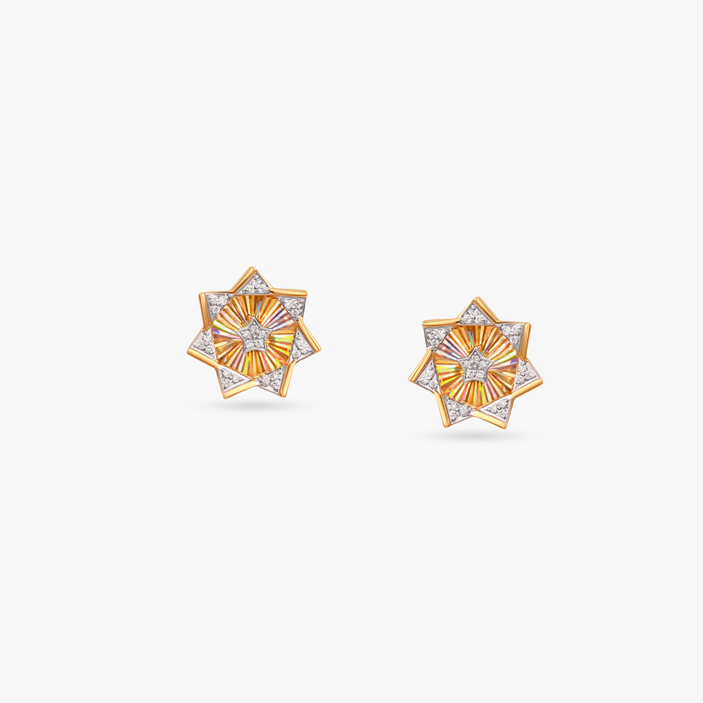 Iridescent Ray Diamond Stud Earrings,,hi-res image number null