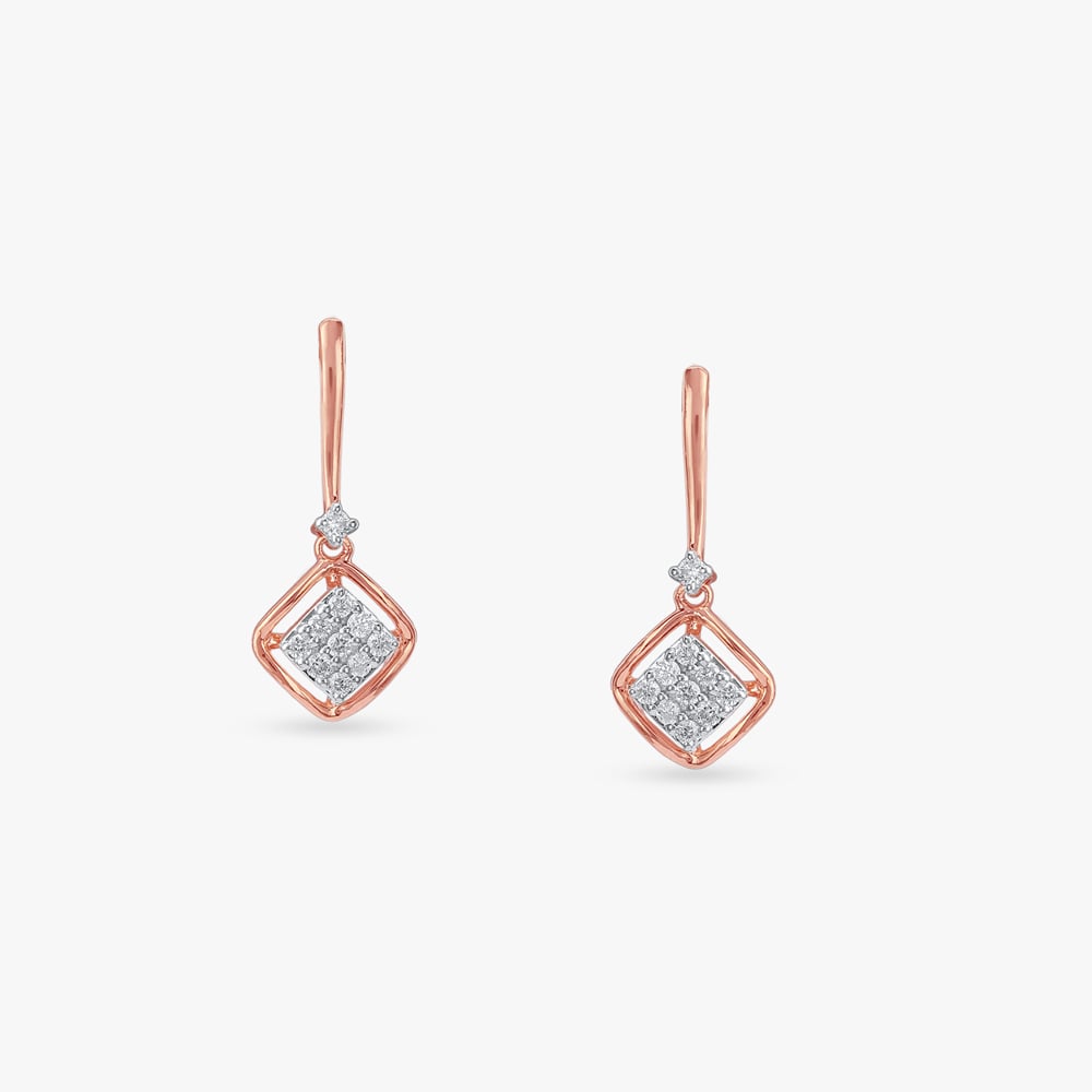 Gleam Frame Diamond Drop Earrings,,hi-res image number null