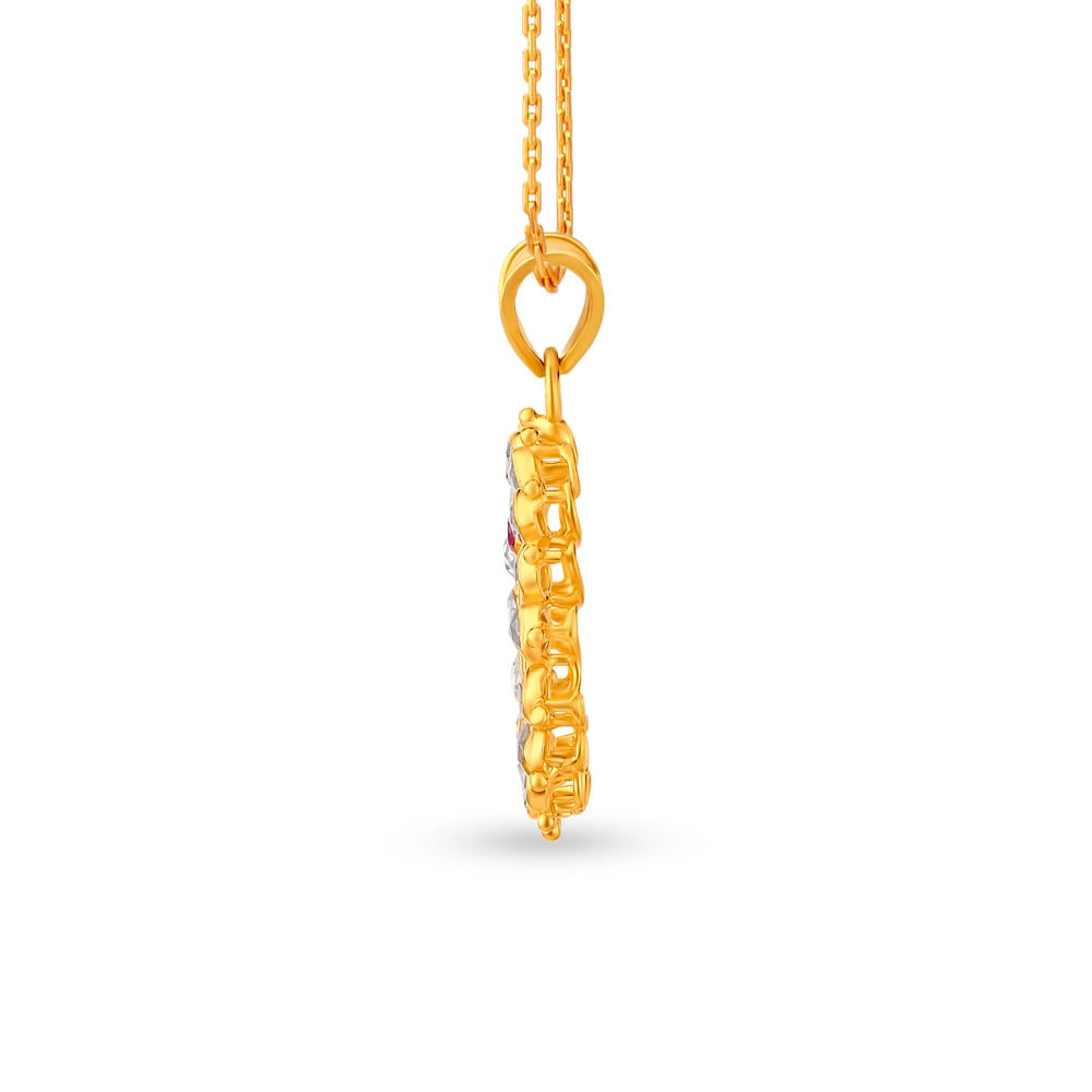 Om Gold Pendant With Ruby,,hi-res image number null