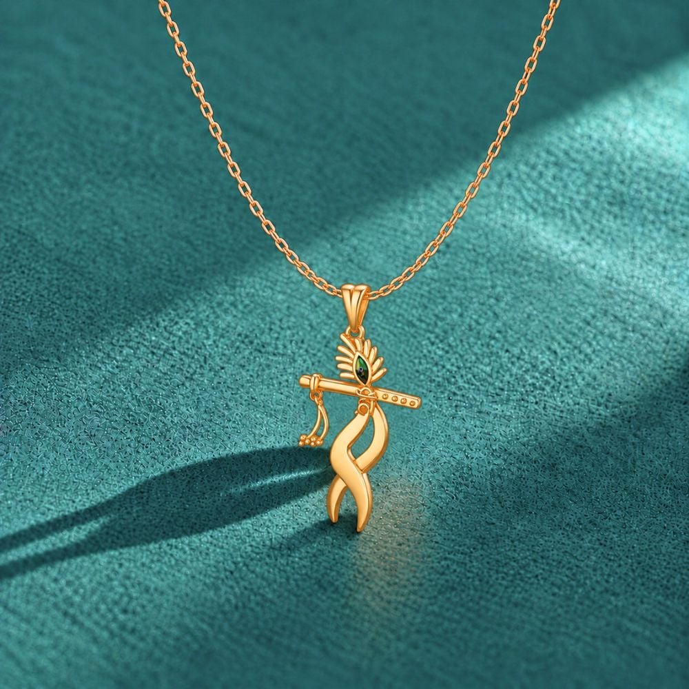 Adorned 22 Karat Yellow Gold Krishna Pendant,,hi-res image number null