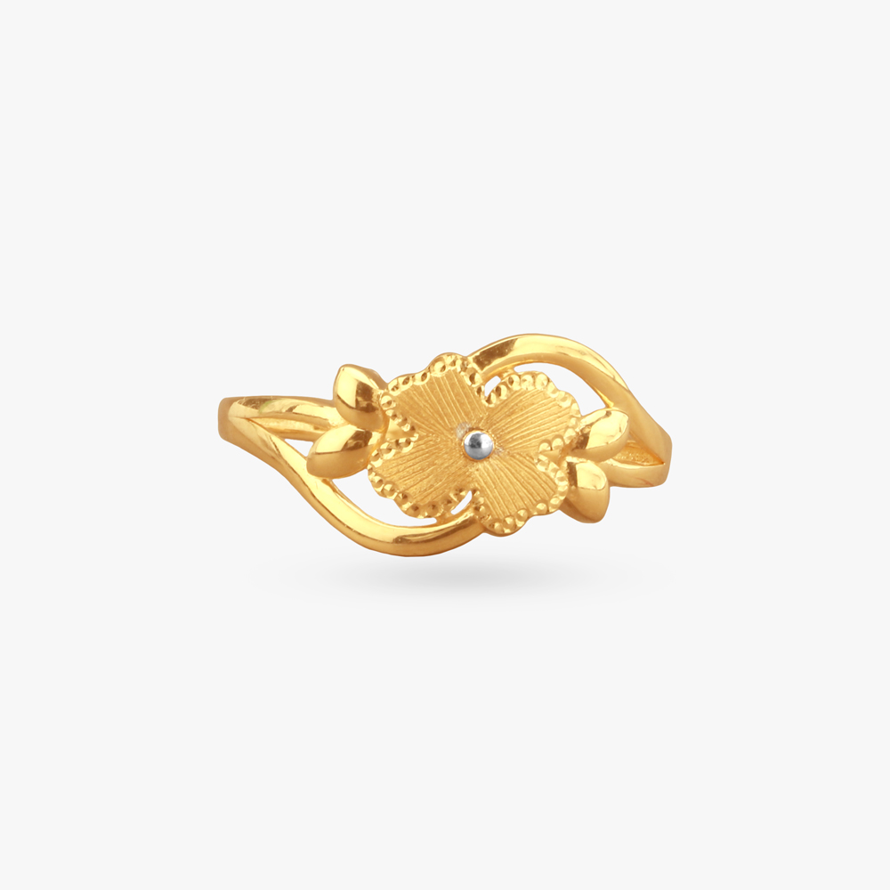 Curved Petal Gold Ring,,hi-res image number null
