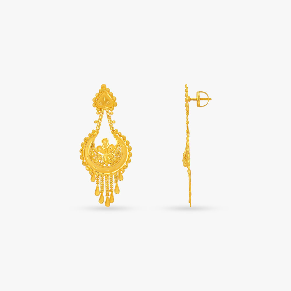 Crescent Fringe Chandbali Earrings,,hi-res image number null