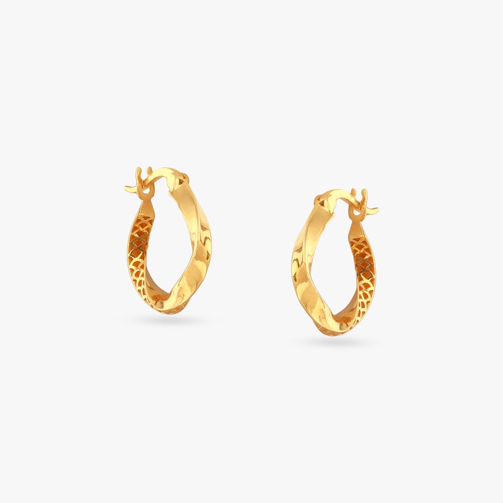 Sculpted Twisted Gold Hoop Earrings,,hi-res image number null