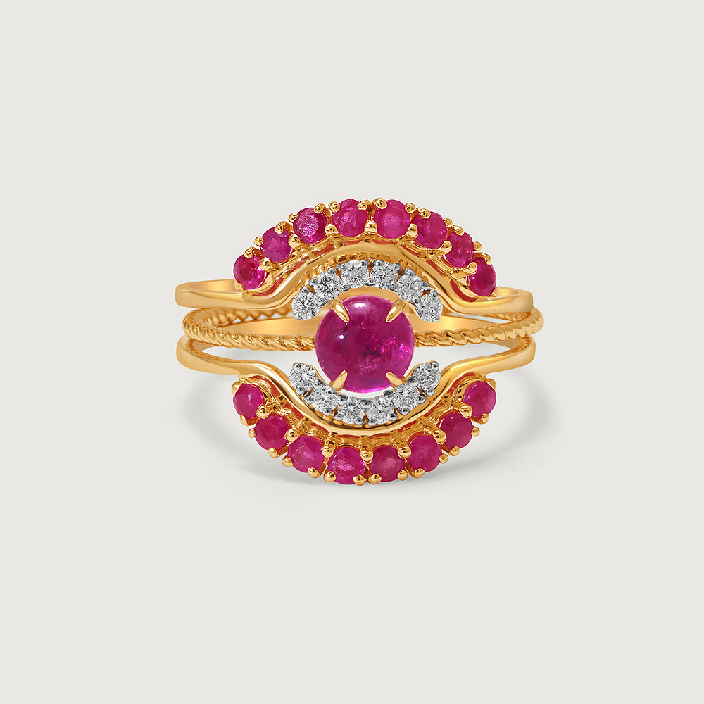 Red Elixir 14KT Ruby & Diamond  Finger Ring,,hi-res image number null