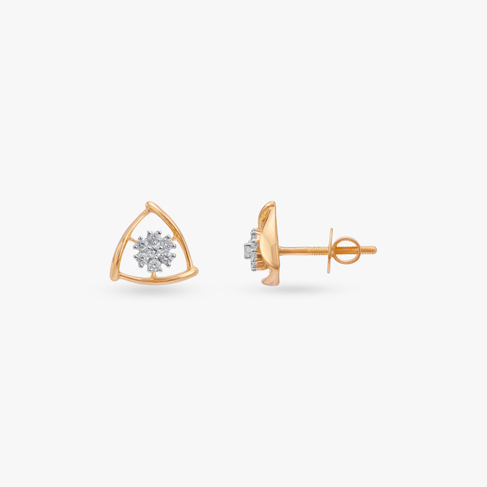 Triangle Bloom Diamond Stud Earrings,,hi-res image number null