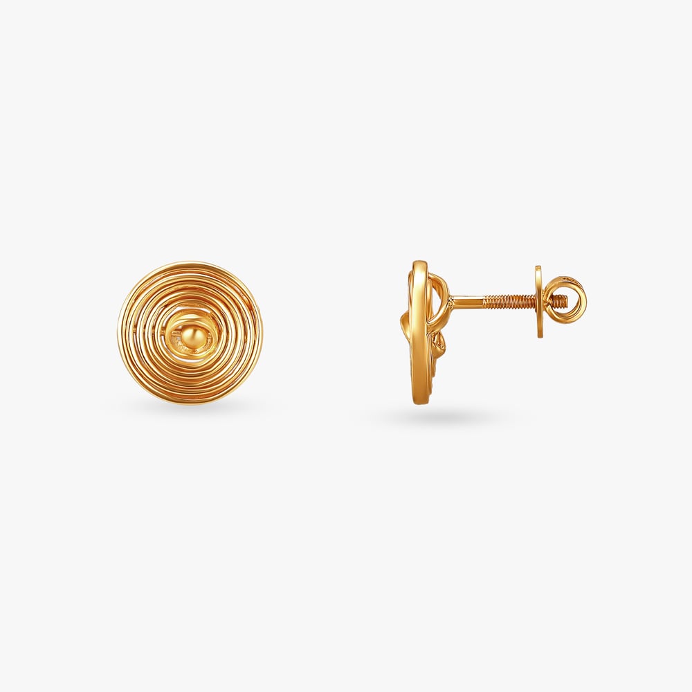 Golden Swirl Gold Stud Earrings,,hi-res image number null