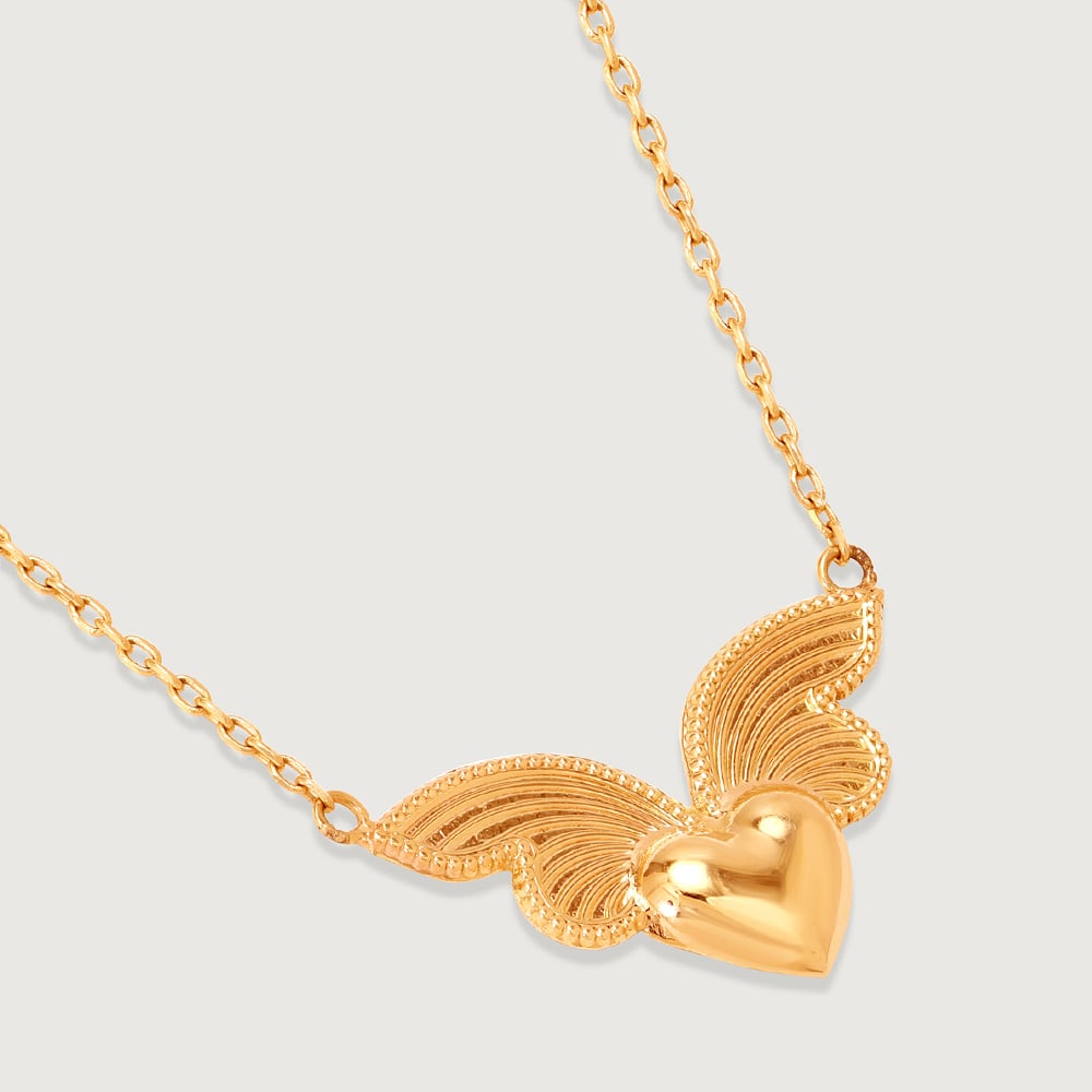 Winged Heart 14kt Gold Pendant with Chain for Her,,hi-res image number null
