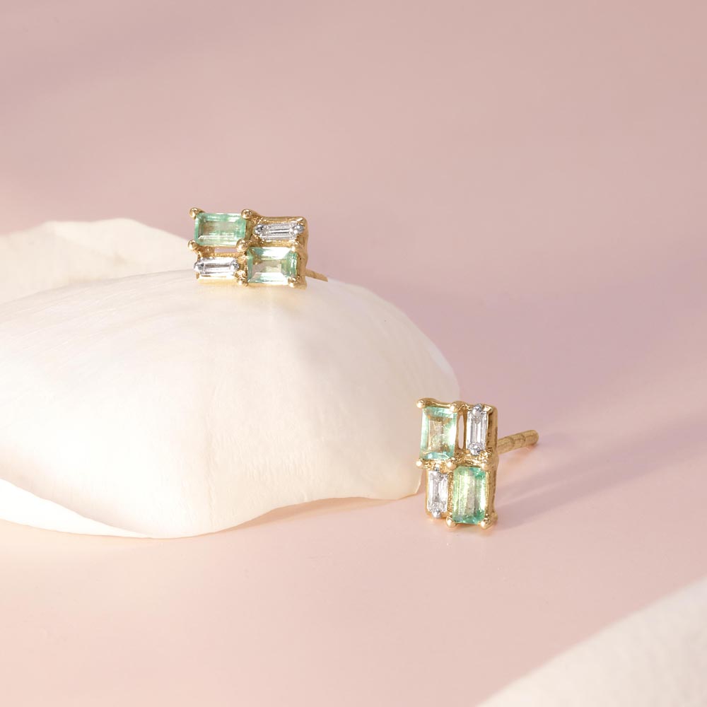 Modern Grid Diamond Stud Earrings,,hi-res image number null