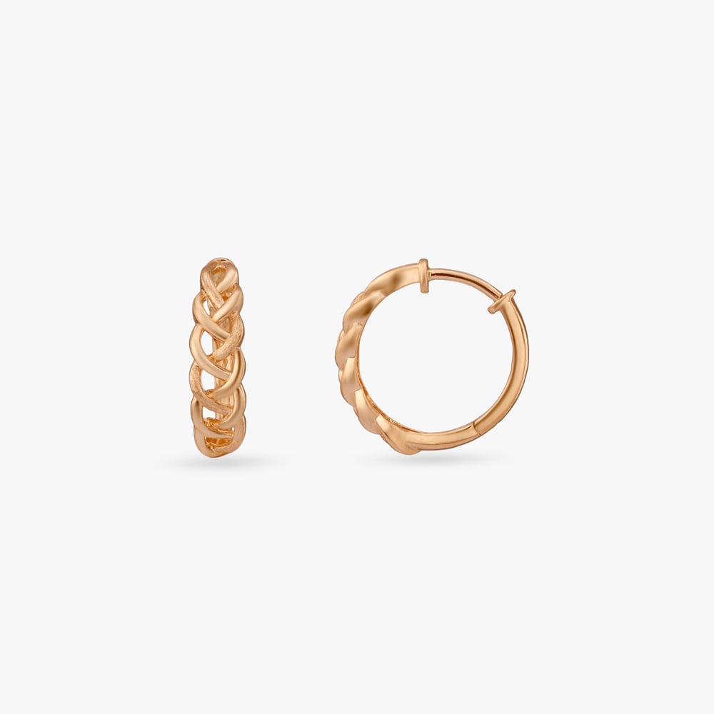 

Braided Charm Gold Hoop Earrings