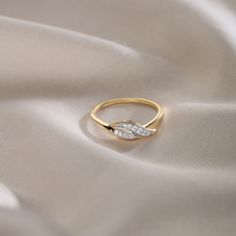 Wavelit Leaves 14 Kt Gold & Diamond Finger Ring,,hi-res image number null