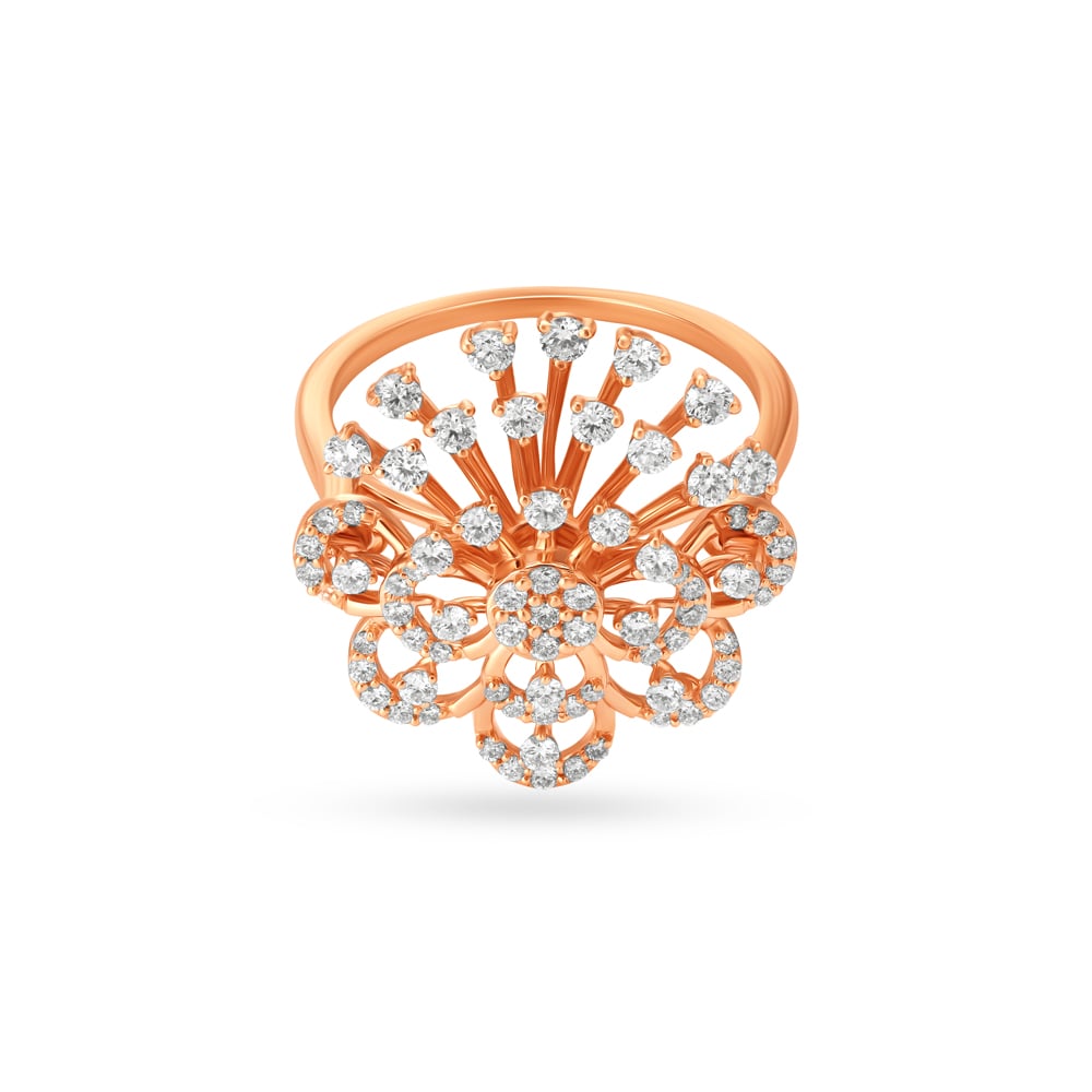 Hypnotic Floral Cocktail Diamond Finger Ring,,hi-res image number null